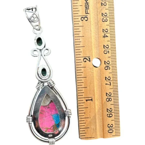 Kingman Cotton Candy Solid 925 Sterling Silver Pendant - Picture 3 of 3